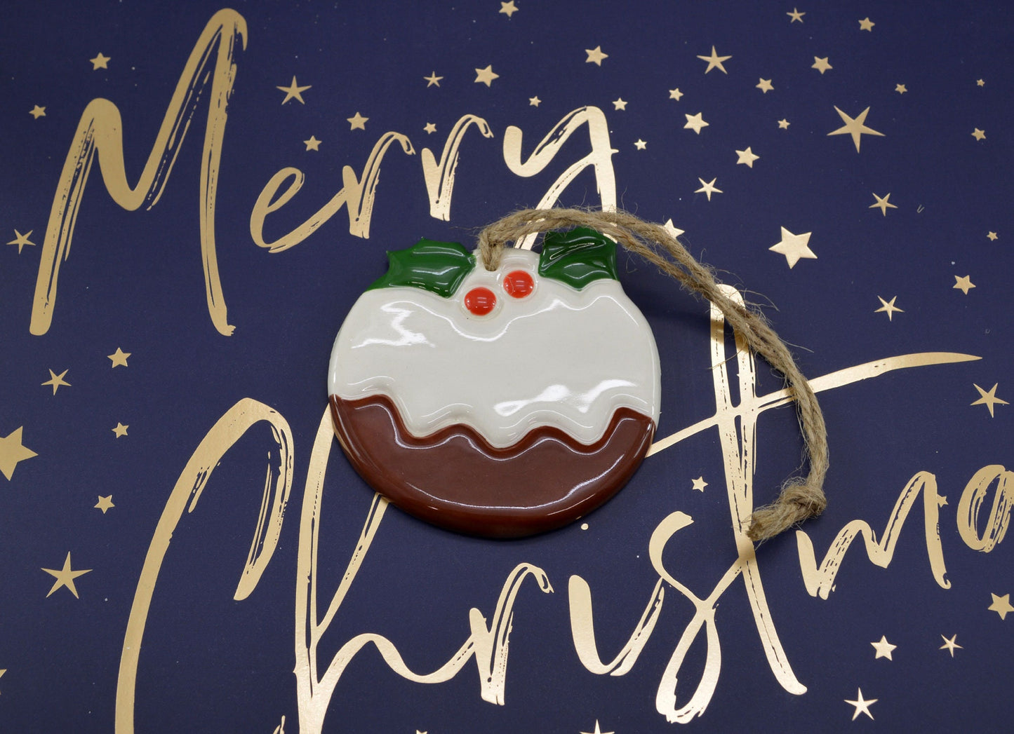 Handmade Ceramic Christmas Pudding Ornament: Holiday Tree Decor