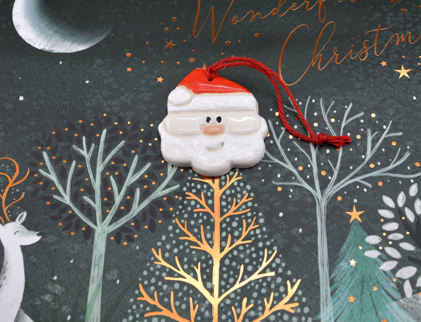 Handmade Ceramic Father Christmas Ornament: Unique Christmas Tree Decor