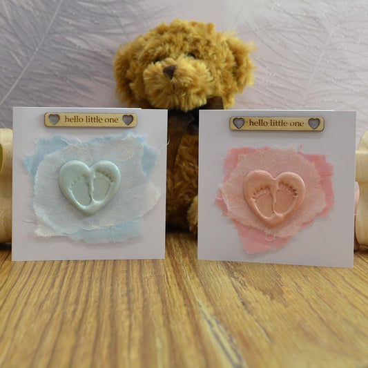 Handmade New Baby Card With Ceramic Footprints