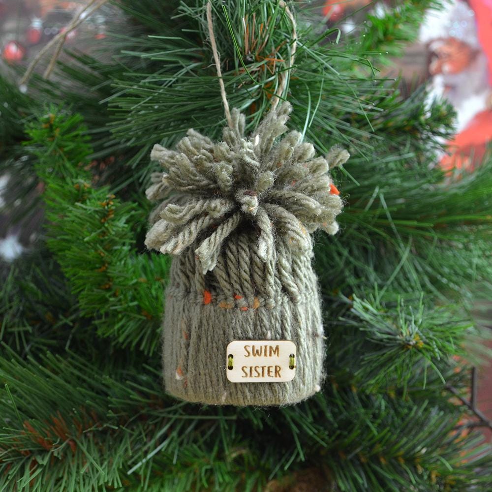 Unique Handmade Wooly Bobblehat For Wild Swimmer, Gift, Christmas Decoration