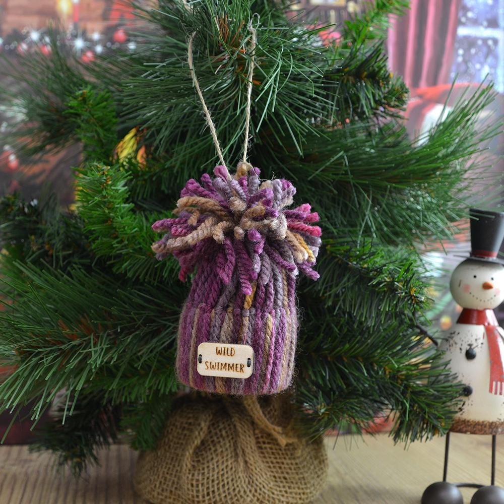 Unique Handmade Wooly Bobblehat For Wild Swimmer, Gift, Christmas Decoration