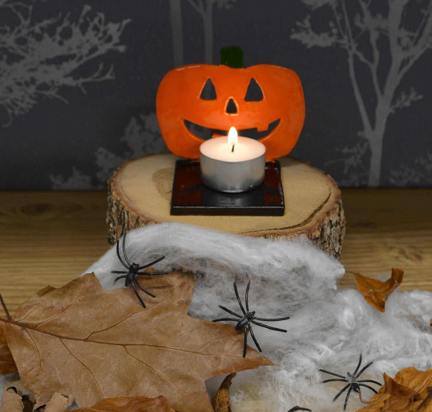 Handmade Ceramic Halloween Pumpkin Tealight Decoration