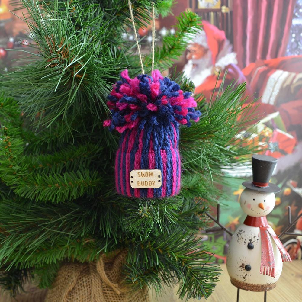 Unique Handmade Wooly Bobblehat For Wild Swimmer, Gift, Christmas Decoration