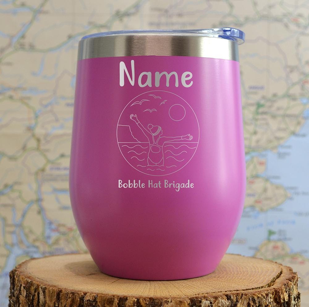 Personalized Wild Swimming Travel Mug: Engraved Stainless Steel Thermal Mug