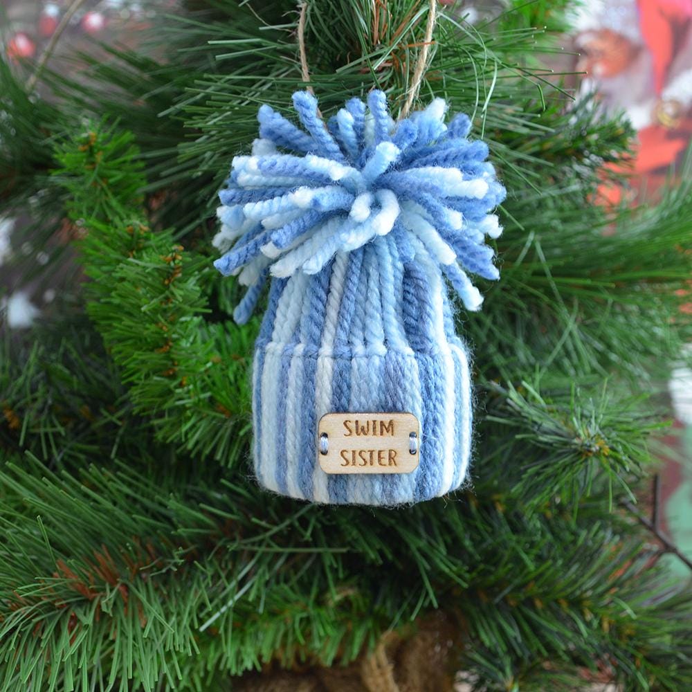 Unique Handmade Wooly Bobblehat For Wild Swimmer, Gift, Christmas Decoration