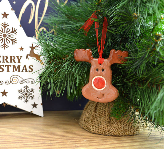 Handmade Ceramic Reindeer Christmas Tree Decoration