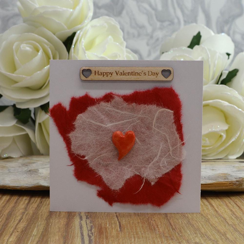 Handmade Happy Valentine's Card With Ceramic Heart
