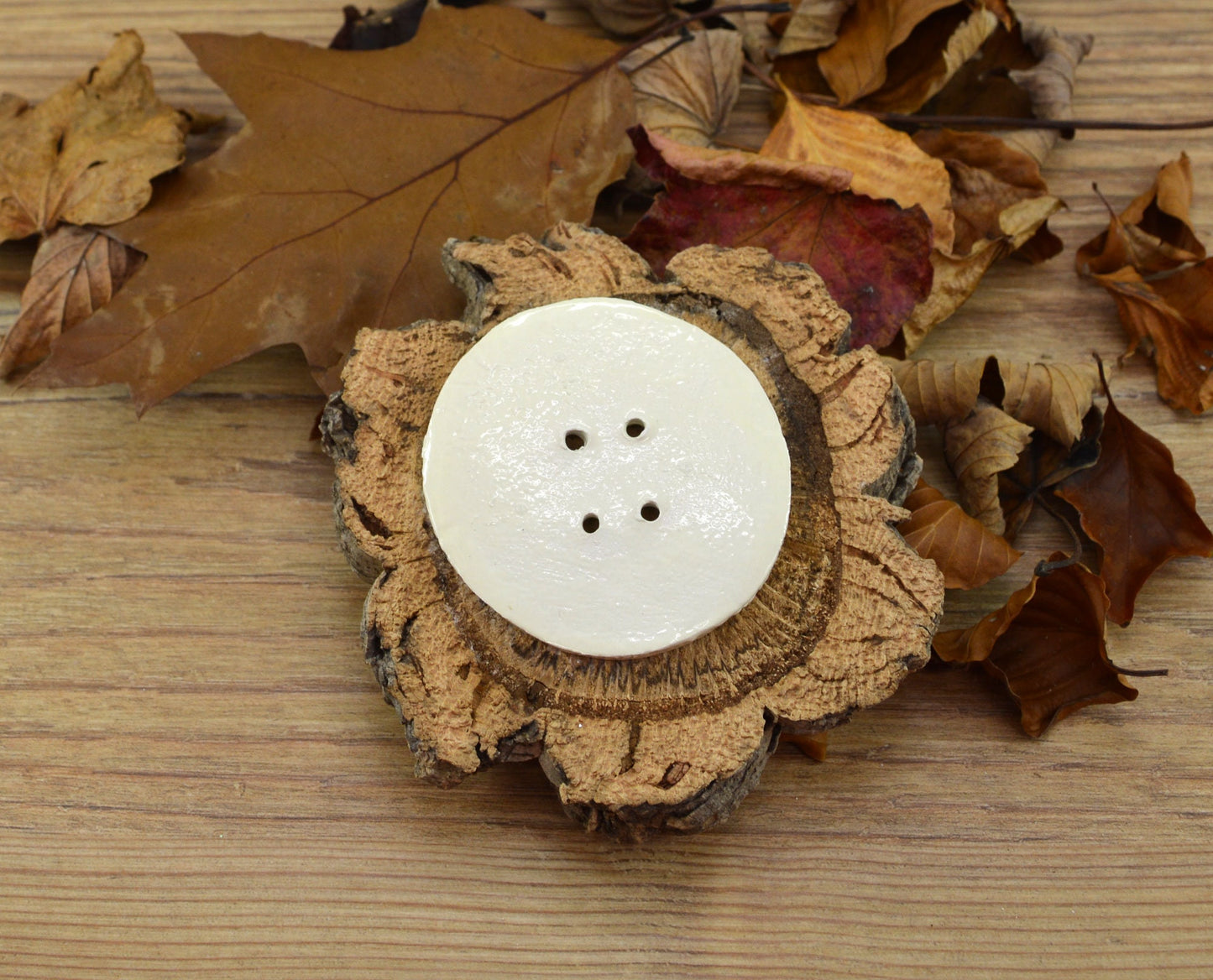 Large Handmade Ceramic Cream Button, For Fashion, Sewing And Haberdashery