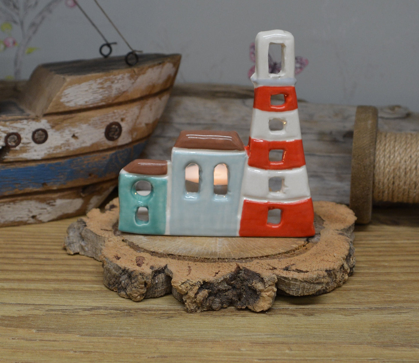 Handmade Ceramic Tealight House Scene