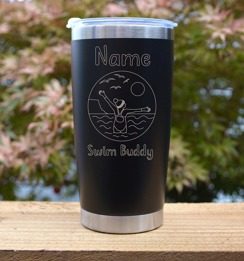 Personalized Wild Swimming Travel Mug: Stainless Steel Thermal Mug