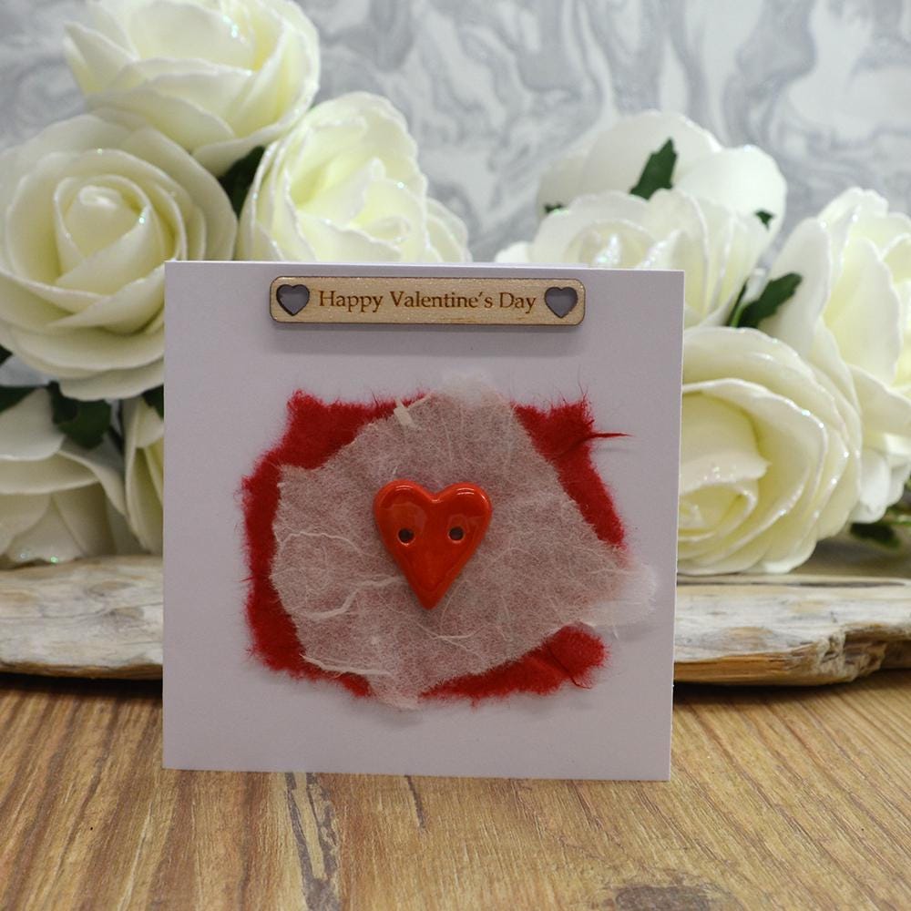 Handmade Happy Valentine's Card With Ceramic Heart