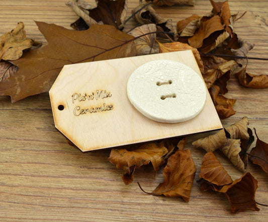 Large Handmade Ceramic Cream Button, For Fashion, Sewing And Haberdashery