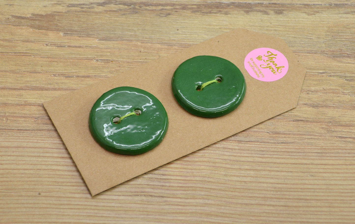 A Pair Of Handmade Ceramic Buttons, For Fashion, Sewing, Haberdashery, Clothing, Craft, Upcycling