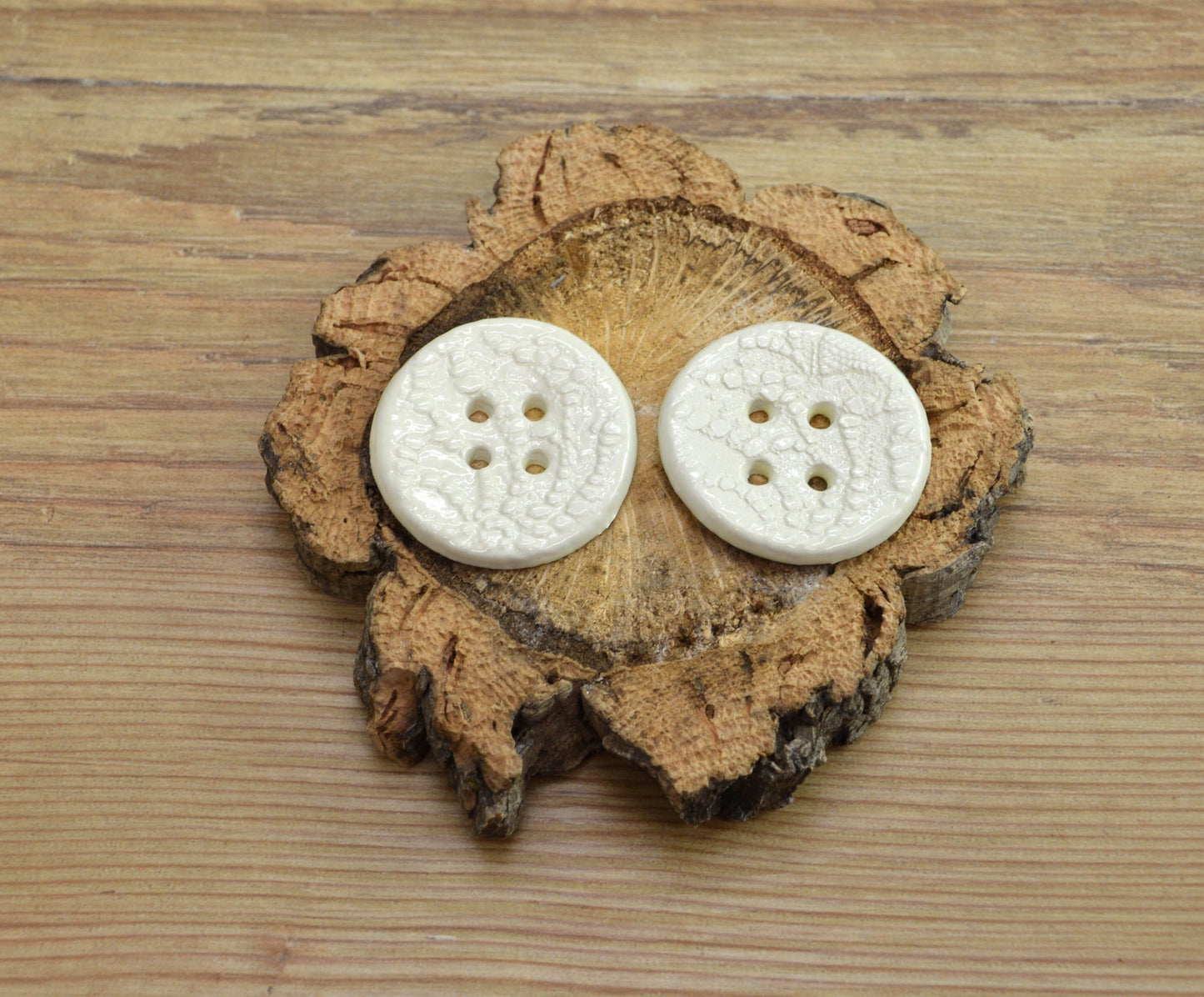 A Pair Of Large Handmade Ceramic Button, For Fashion, Sewing, Haberdashery, Clothing, Craft, Upcycling