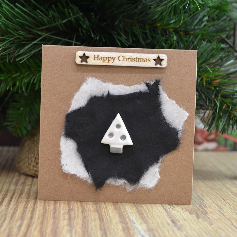 Handmade Ceramic Christmas Tree Card Skandi Style