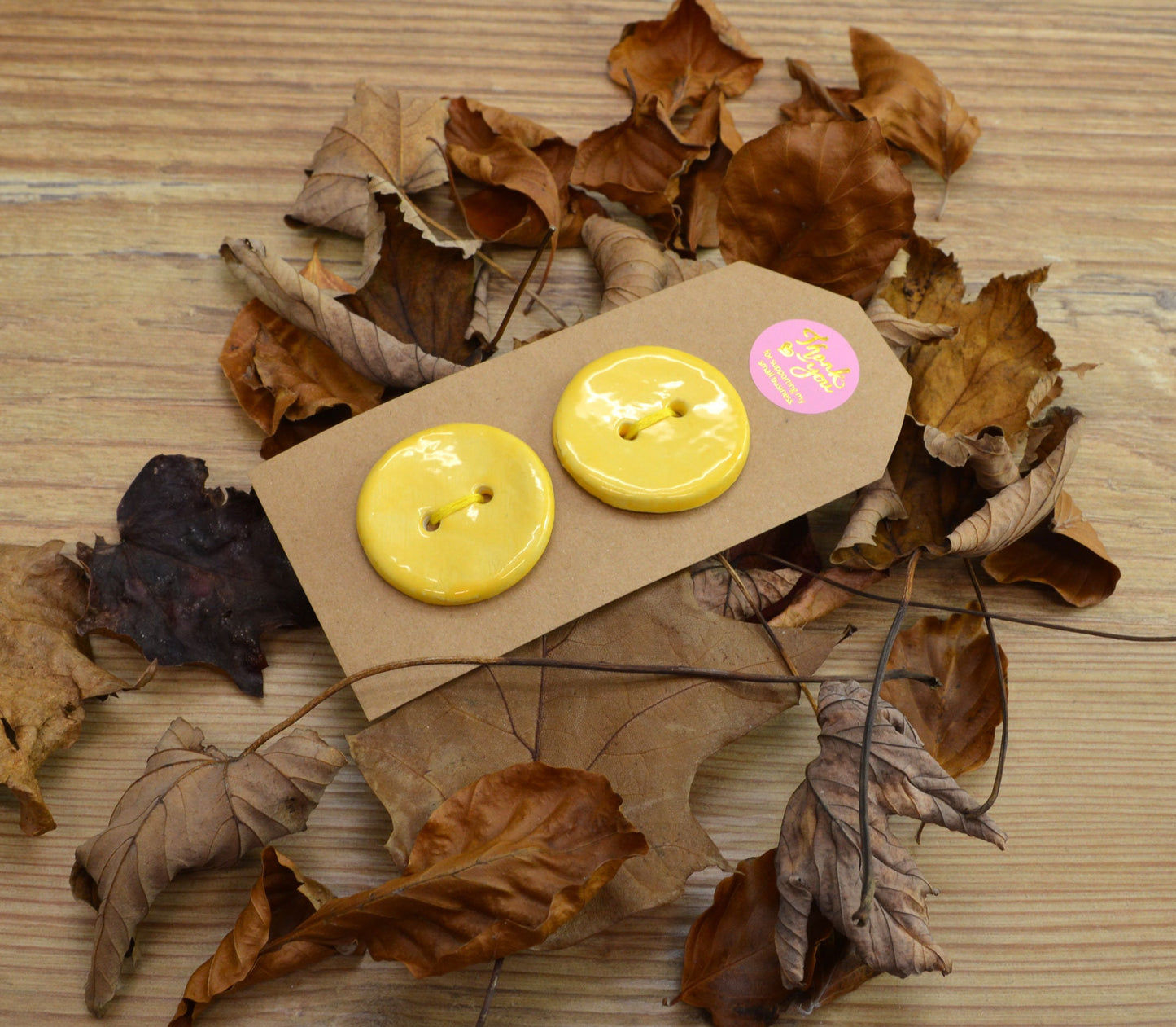 A Pair Of Handmade Ceramic Buttons, For Fashion, Sewing, Haberdashery, Clothing, Craft, Upcycling