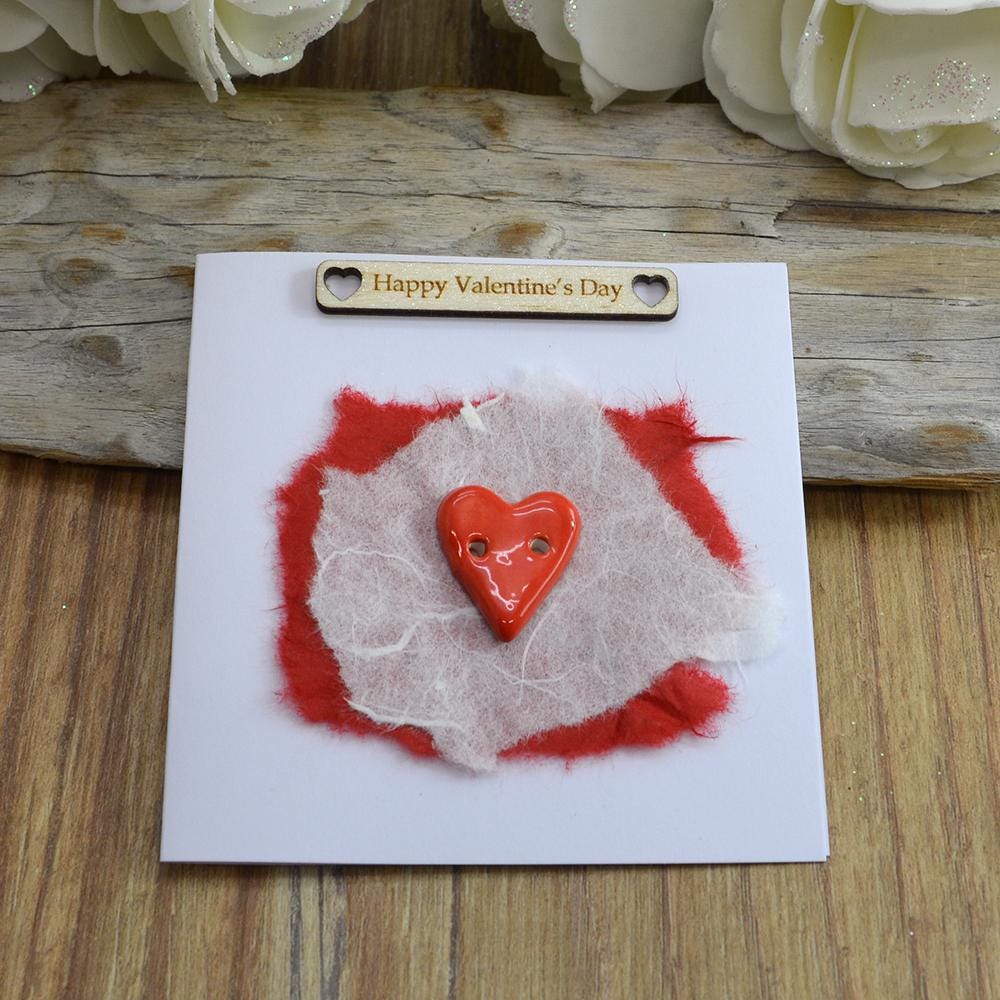 Handmade Happy Valentine's Card With Ceramic Heart