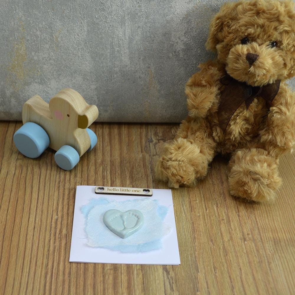 Handmade New Baby Card With Ceramic Footprints
