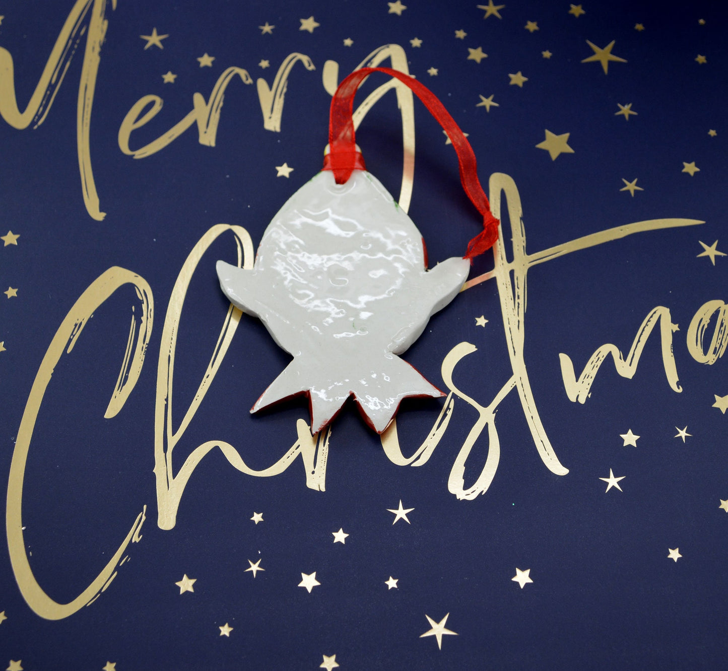 Handmade Ceramic Cheeky Elf Christmas Tree Decoration