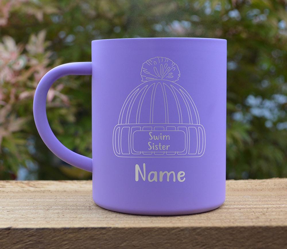 Personalized Wild Swimming Thermal Mug: Engraved Stainless Steel