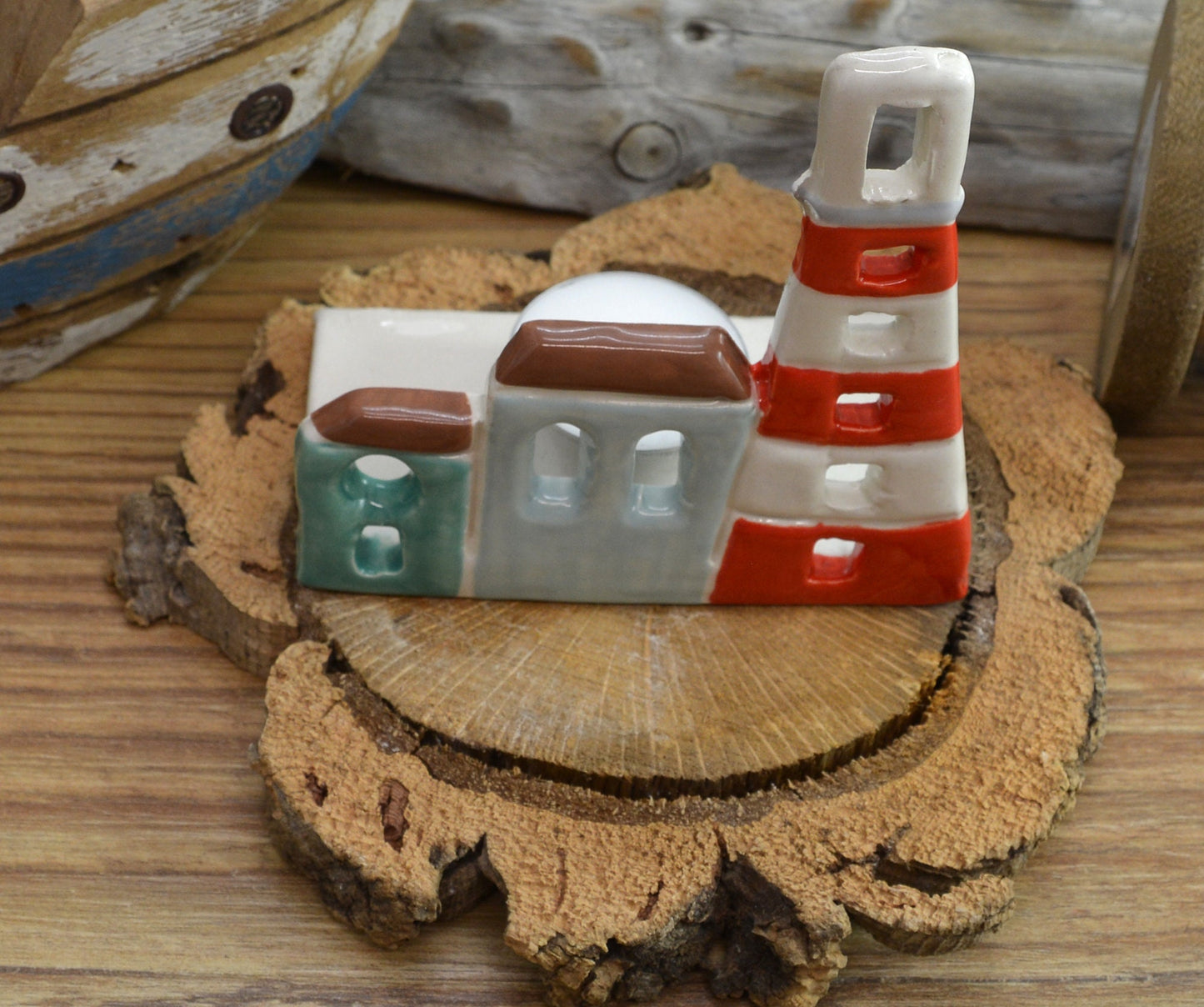 Handmade Ceramic Tealight House Scene