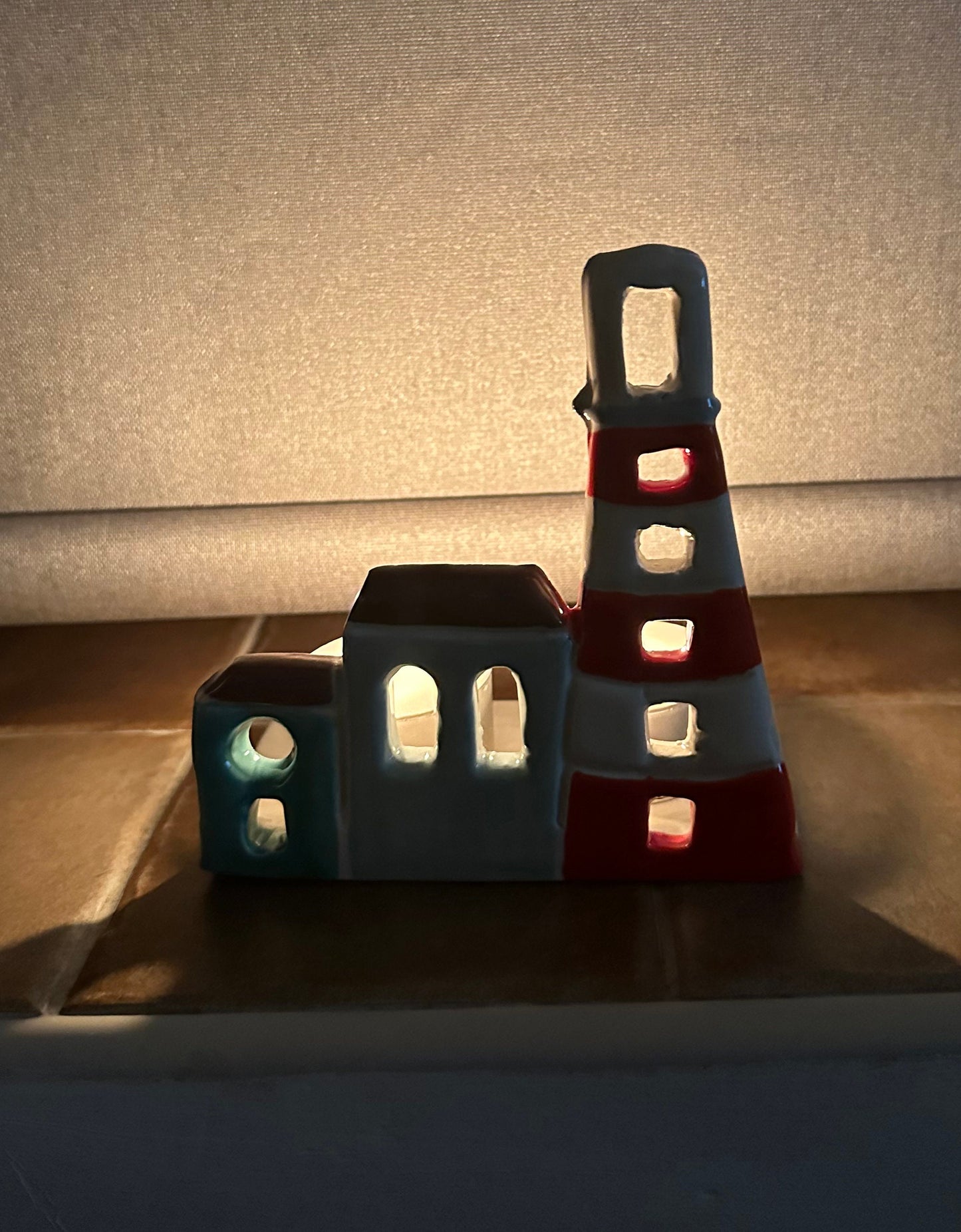 Handmade Ceramic Tealight House Scene
