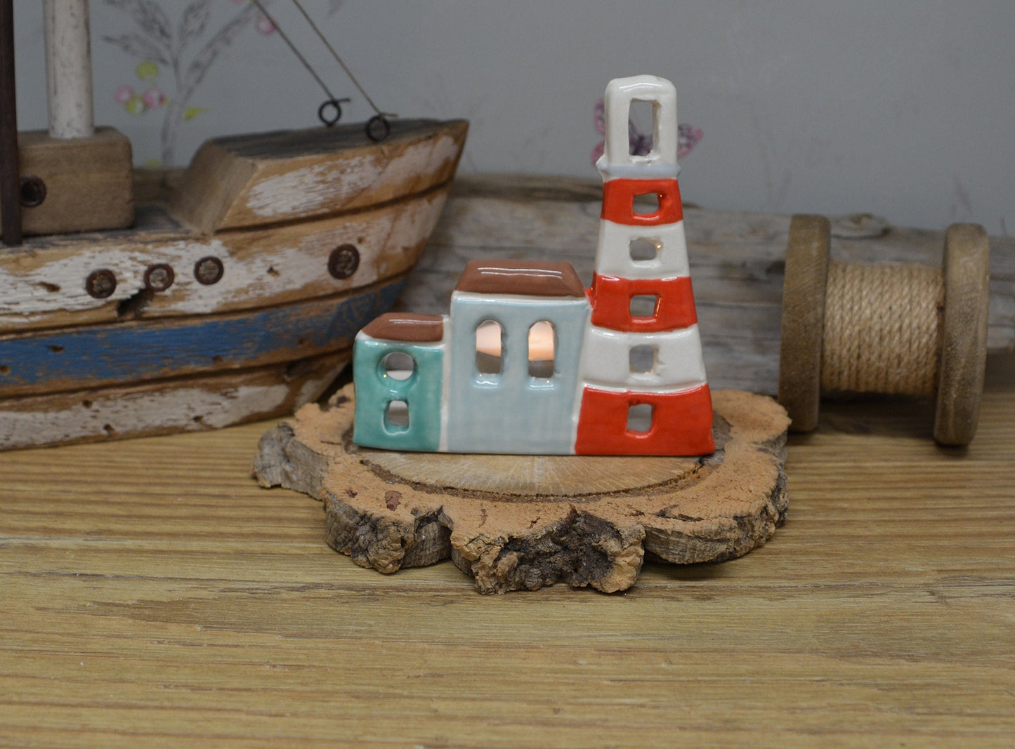 Handmade Ceramic Tealight House Scene