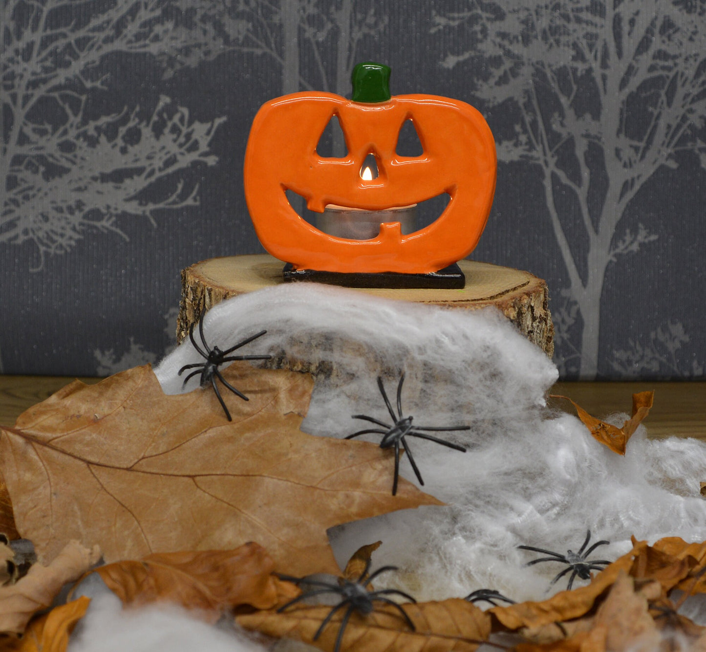 Handmade Ceramic Halloween Pumpkin Tealight Decoration