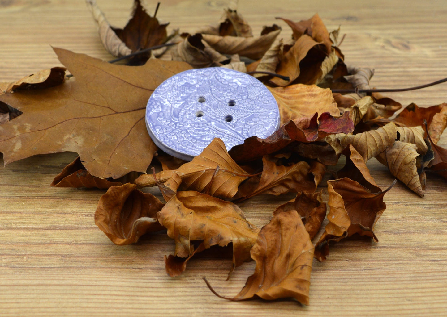 Large Handmade Ceramic Purple Button, For Fashion, Sewing And Haberdashery