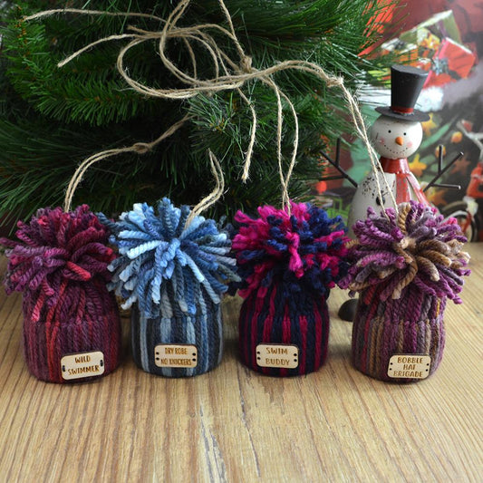 Unique Handmade Wooly Bobblehat For Wild Swimmer, Gift, Christmas Decoration