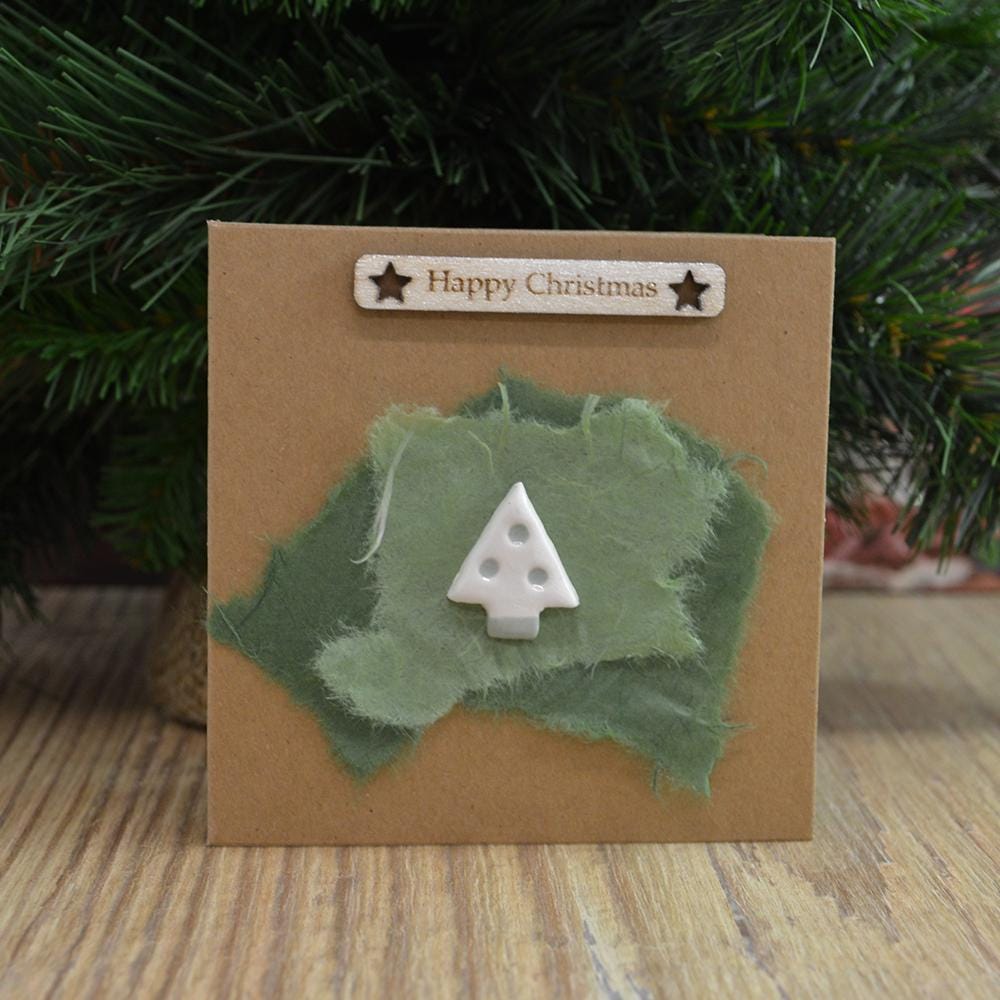 Handmade Ceramic Christmas Tree Card Skandi Style