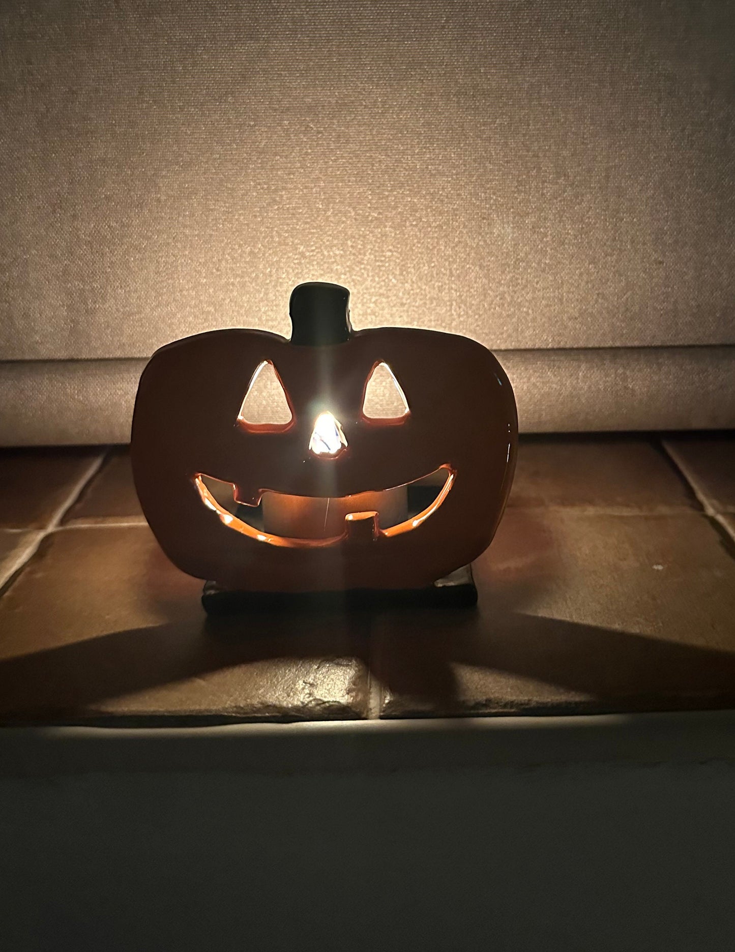 Handmade Ceramic Halloween Pumpkin Tealight Decoration