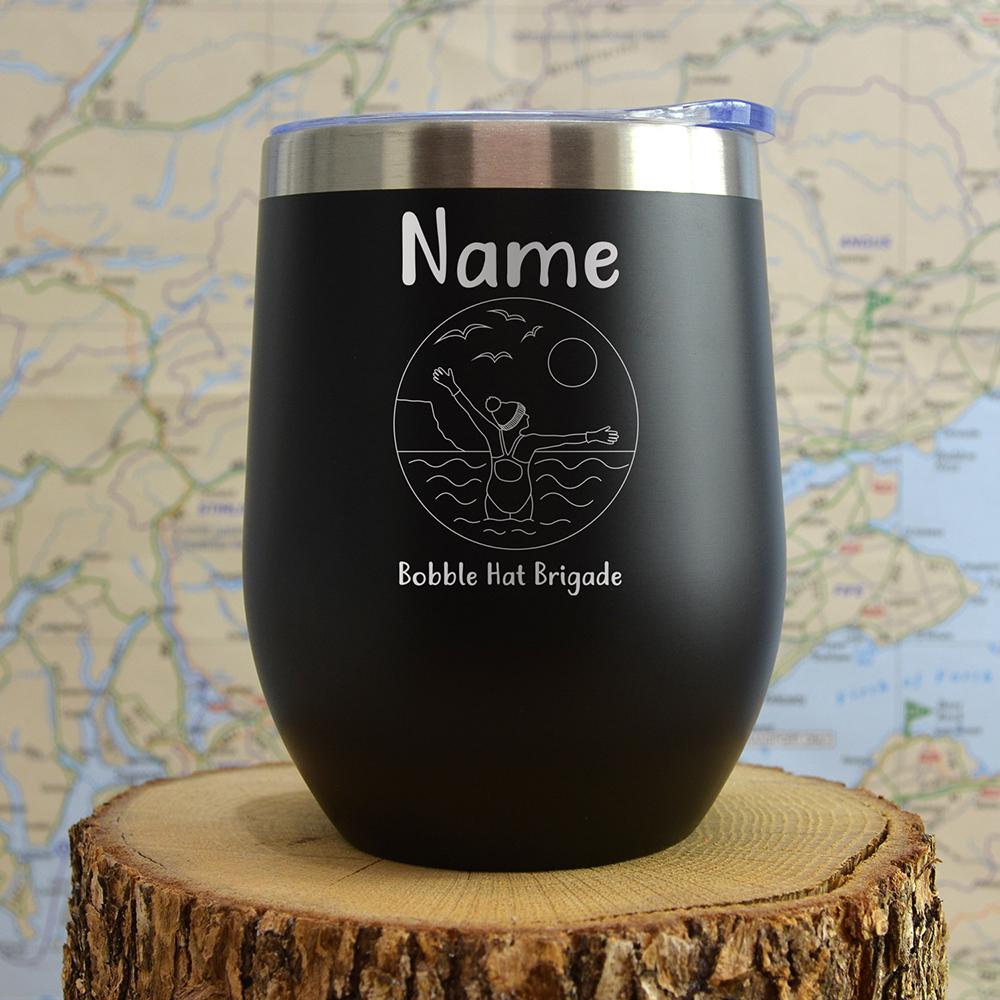 Personalized Wild Swimming Travel Mug: Engraved Stainless Steel Thermal Mug