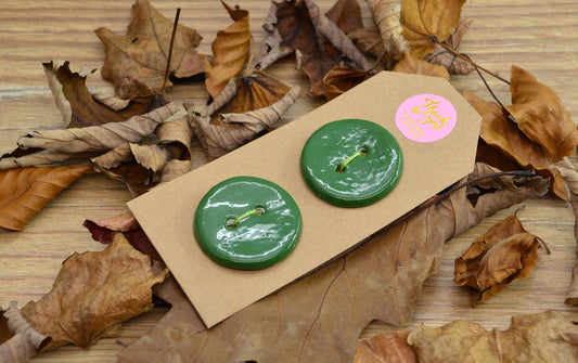 A Pair Of Handmade Ceramic Buttons, For Fashion, Sewing, Haberdashery, Clothing, Craft, Upcycling