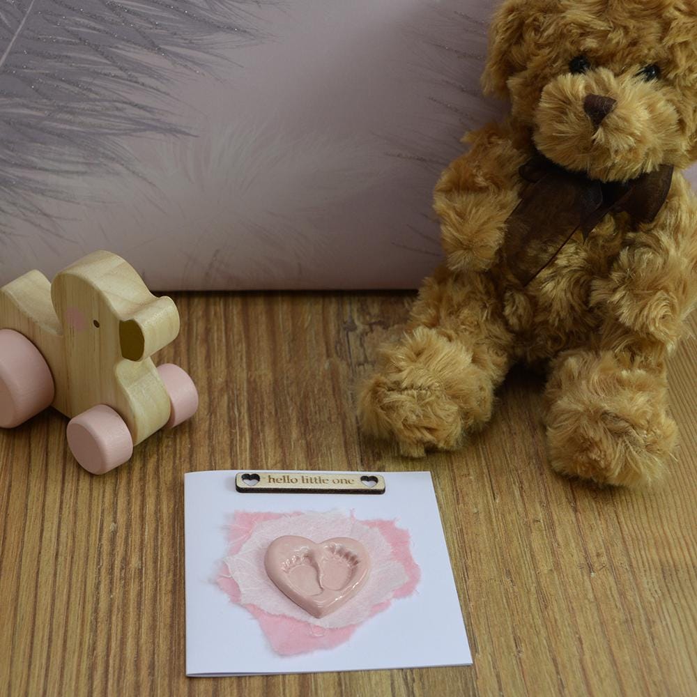 Handmade New Baby Card With Ceramic Footprints