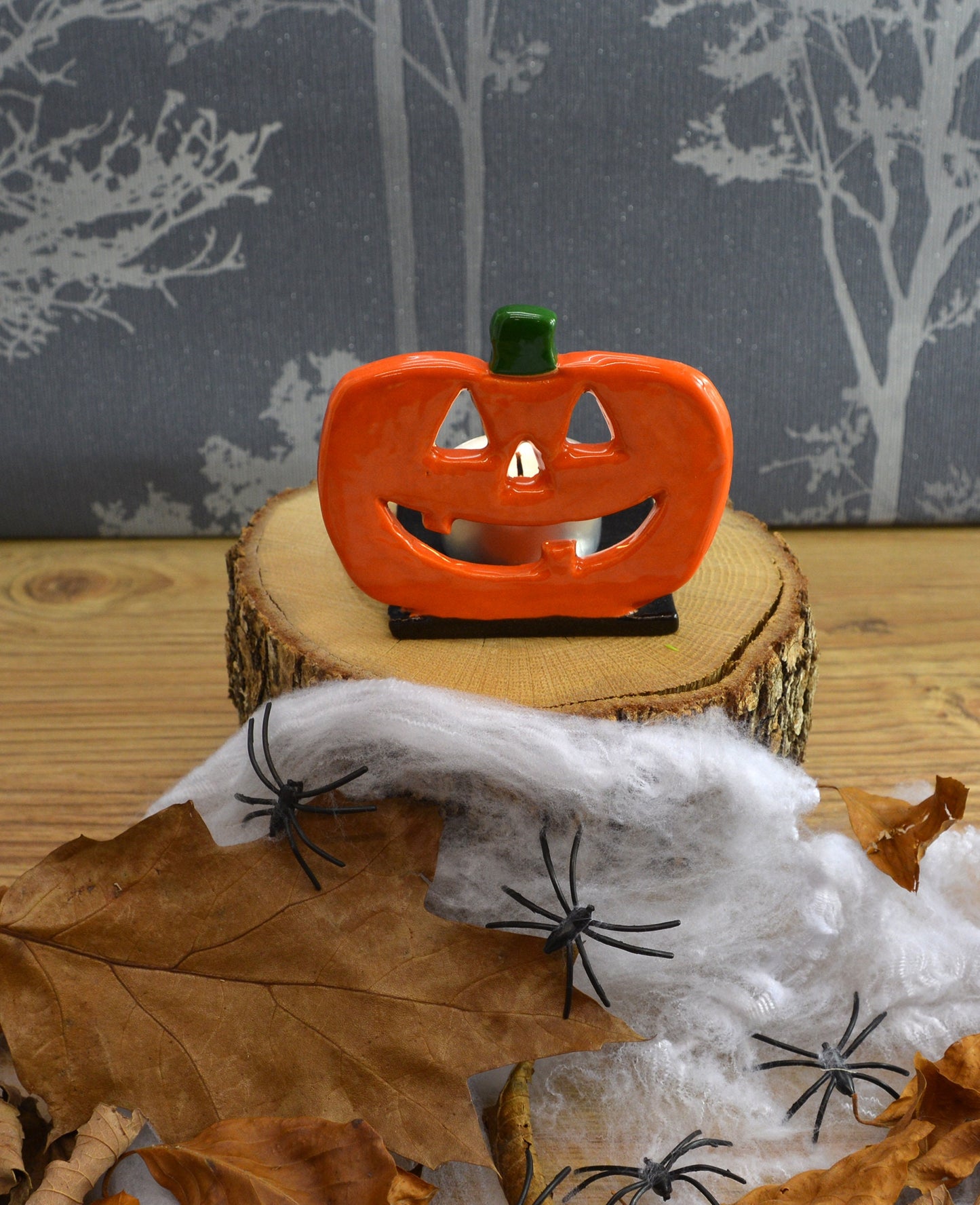 Handmade Ceramic Halloween Pumpkin Tealight Decoration