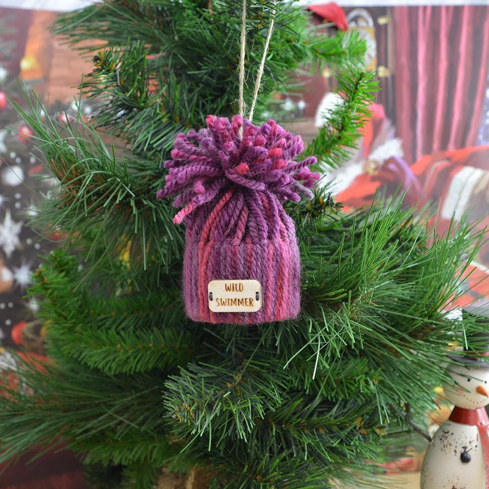 Unique Handmade Wooly Bobblehat For Wild Swimmer, Gift, Christmas Decoration