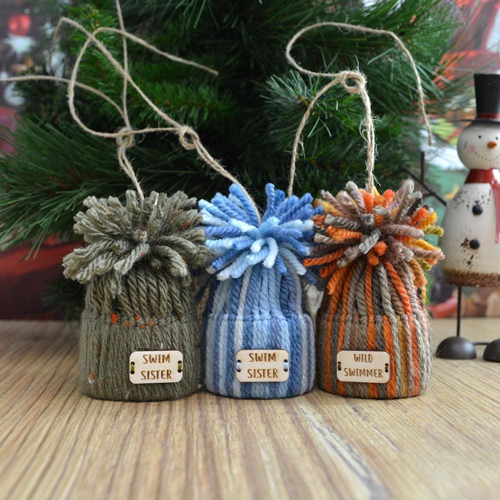 Unique Handmade Wooly Bobblehat For Wild Swimmer, Gift, Christmas Decoration