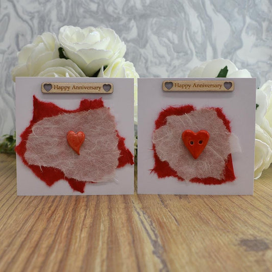 Handmade Happy Anniversary Card With Ceramic Heart