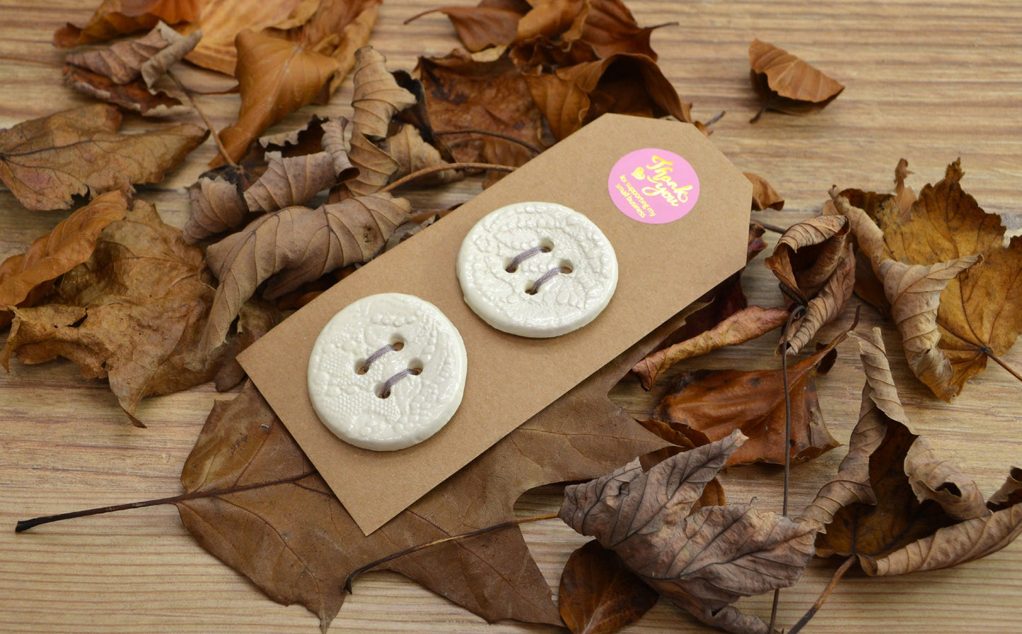 A Pair Of Large Handmade Ceramic Button, For Fashion, Sewing, Haberdashery, Clothing, Craft, Upcycling