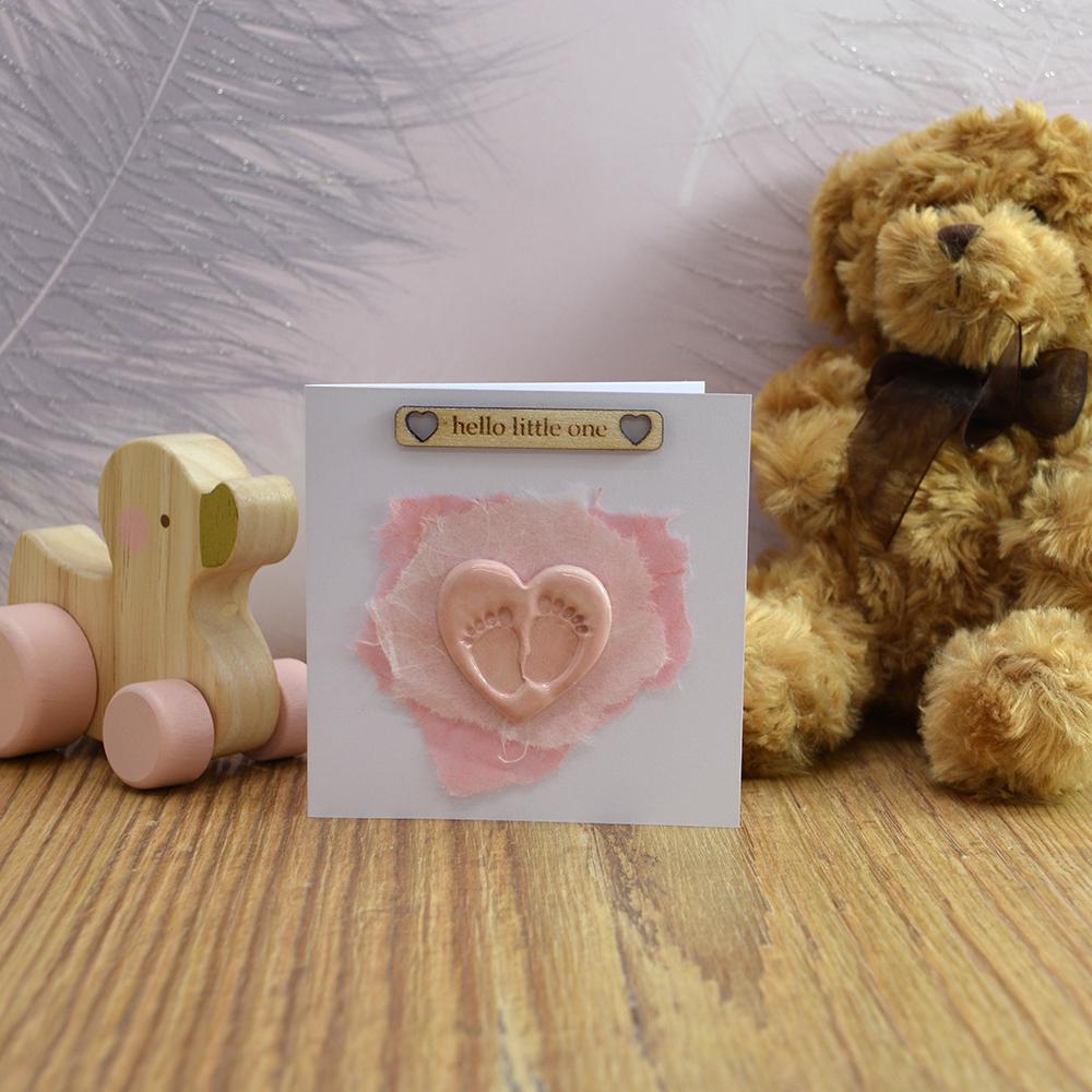 Handmade New Baby Card With Ceramic Footprints