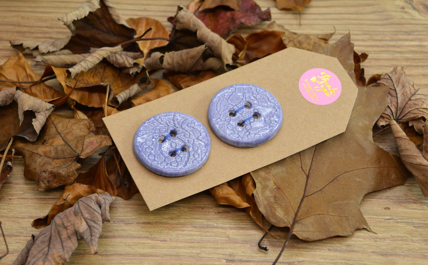 A Pair Of Large Handmade Ceramic Button, For Fashion, Sewing, Haberdashery, Clothing, Craft, Upcycling
