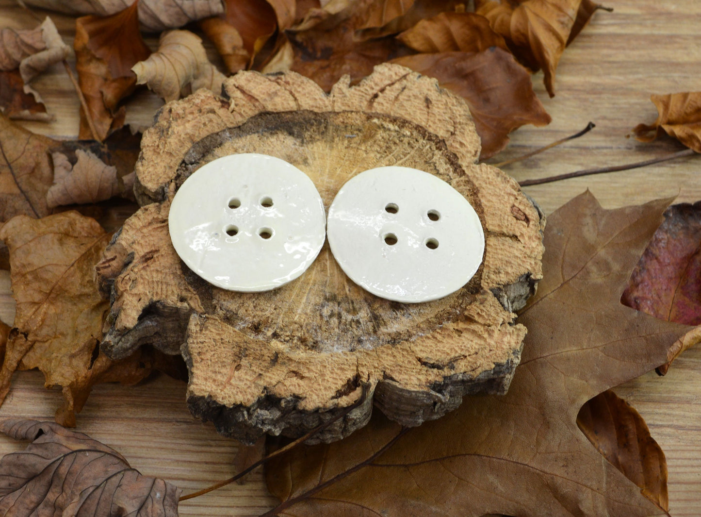 A Pair Of Large Handmade Ceramic Button, For Fashion, Sewing, Haberdashery, Clothing, Craft, Upcycling