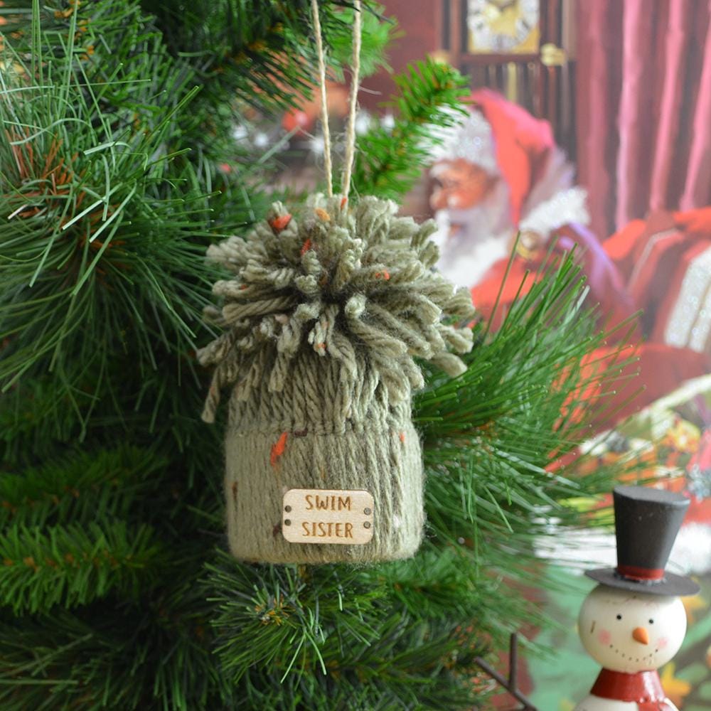 Unique Handmade Wooly Bobblehat For Wild Swimmer, Gift, Christmas Decoration