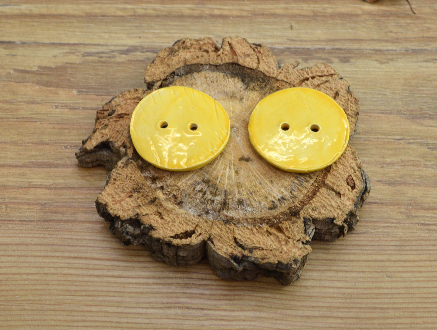 A Pair Of Handmade Ceramic Buttons, For Fashion, Sewing, Haberdashery, Clothing, Craft, Upcycling