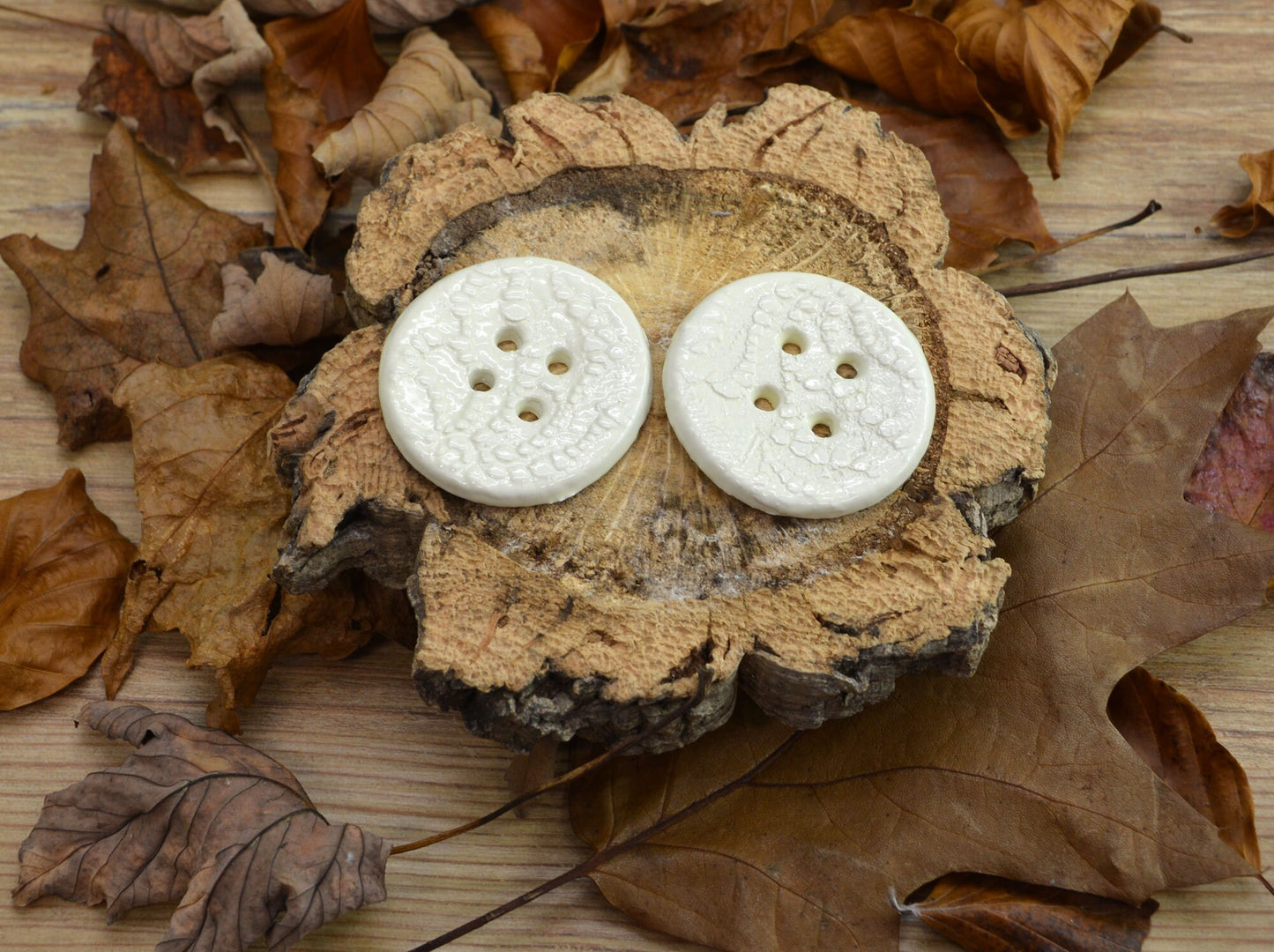 A Pair Of Large Handmade Ceramic Button, For Fashion, Sewing, Haberdashery, Clothing, Craft, Upcycling